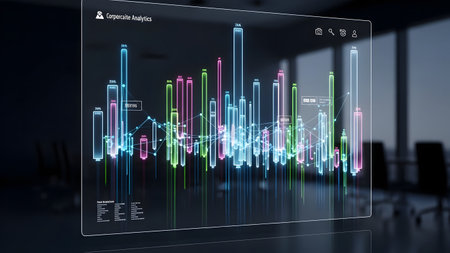 Digital stock market chart interface on modern office background. 3D renderingの素材