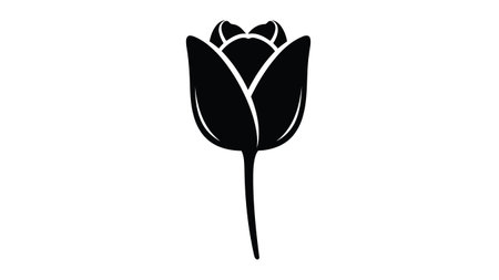 Black tulip flower icon isolated on white background. Vector illustration.のイラスト素材