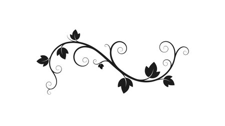 Illustration of a decorative branch with leaves and tendrils on a white backgroundのイラスト素材