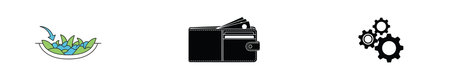 Wallet icon set. Black and white set of wallet vector icons.