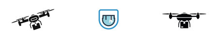Drone and shield icon set. Drone and shield vector icon set.