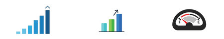 Growth chart icon set. Vector illustration. Flat design style.