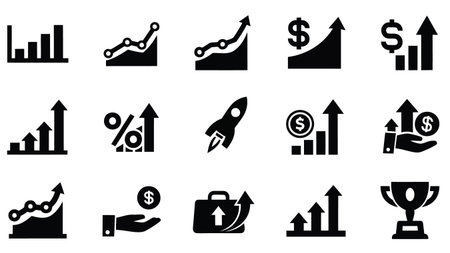 Business and finance icons set, stock vector, eps10.のイラスト素材