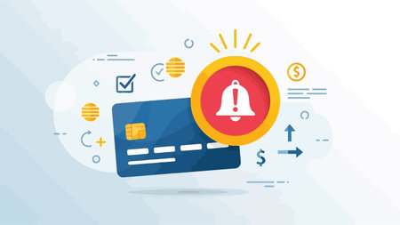 Credit card and notification bell. Online shopping concept. Vector illustration.のイラスト素材