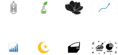 Set of vector icons and illustrations for Ramadan Kareem in Arabic.のイラスト素材