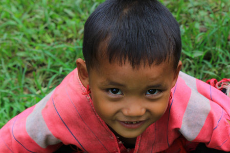 BAAN TEE CHOR CHEE , MAE CHAN, Umphang,TAK, Thailand,, Photo taken July 4,2014,Pa Ka Ka Yor kid in the mountain のeditorial素材