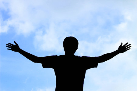 silhouette of man showing freedom 