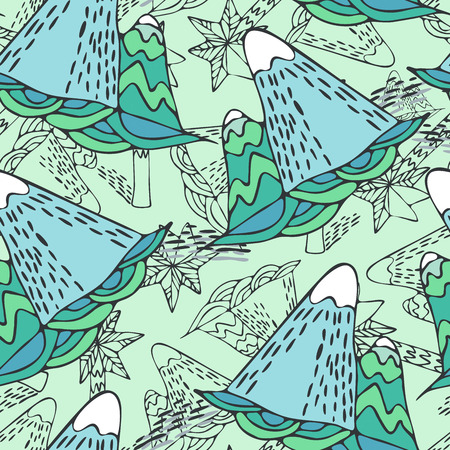 A beautiful and simple pattern with silhouette clouds and island with palm treesのイラスト素材