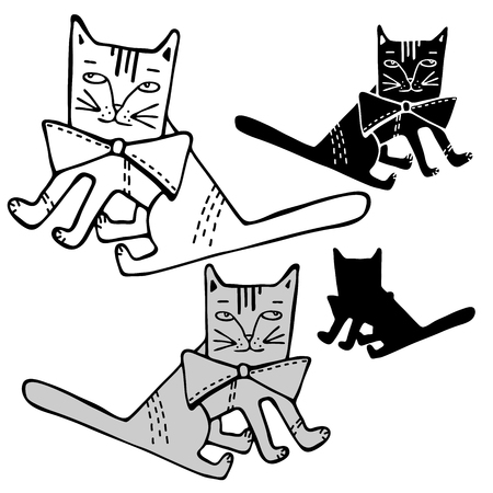 Vector design with stylized cats setのイラスト素材