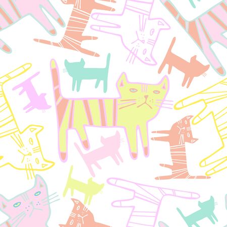 Vector seamless design with catsのイラスト素材
