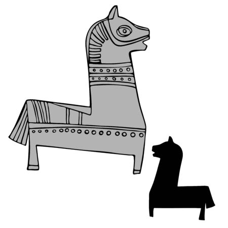 Stylised horse isolated on white background.のイラスト素材