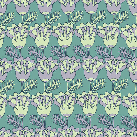 Seamless pattern with abstract flowers illustration.のイラスト素材