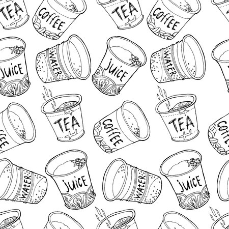 Seamless background with vector illustration with food. Design backgroundIn black and white style.The pattern is suitable for use in advertising, wrapping paper, children s fashion, textilesのイラスト素材