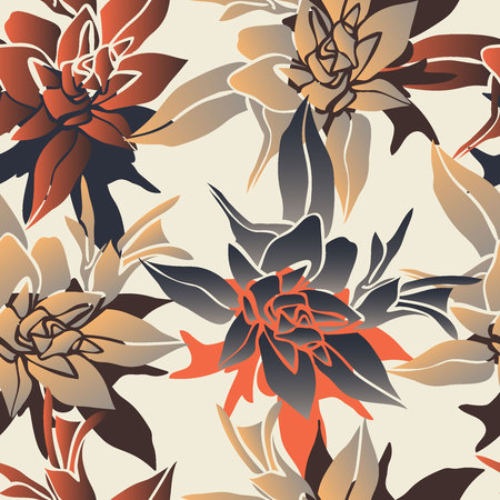 Vector design with flower loach. Seamless background colors of autumn. Bright, rich design. Suitable for textiles, sketches and office design wallpaper, wrapping paper, etc.のイラスト素材
