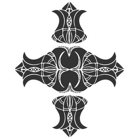 Decorative elements of ethnic style, themes for tattoo. Vector illustration.のイラスト素材