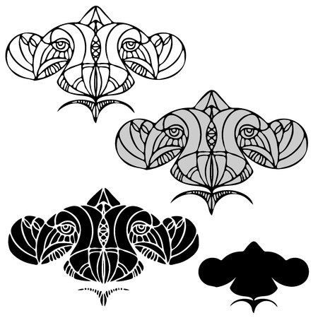 Decorative elements of ethnic style, themes for tattoo. Vector illustration.のイラスト素材
