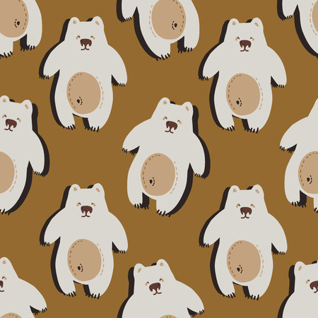 Seamless pattern with the image of bear. Vector illustration. Design can be used for textiles, wallpaper, clothing, wrapping paper.のイラスト素材