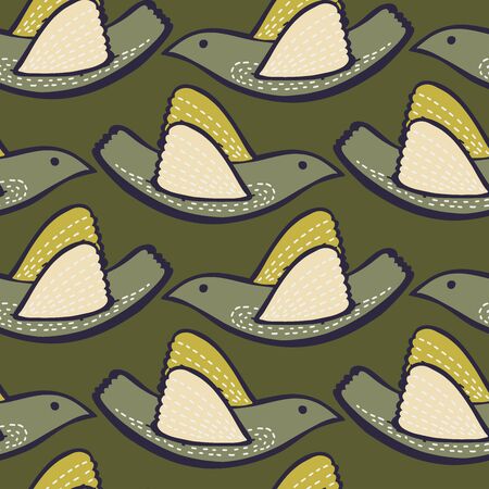 Seamless vector pattern with colorful stylized birds. The design is perfect for wallpaper, backgrounds, wrapping paper, sheets, clothes, stationery and decorations.のイラスト素材