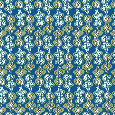 Modern seamless vector botanical with flower in blue tones. Can be used for printing on paper, stickers, badges, bijouterie, cards, textiles. のイラスト素材