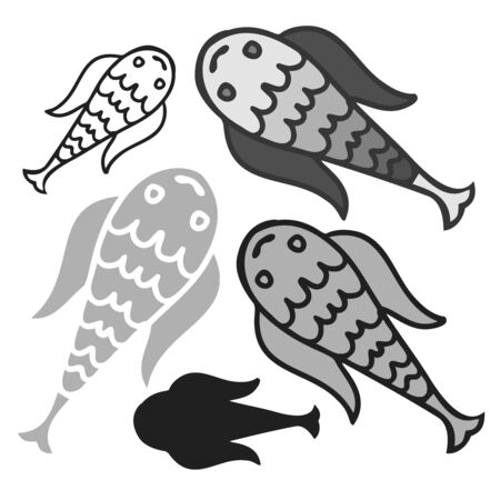  Isolated design with graphic decorative fish on white background. The design is perfectly suitable for clothes design, children decoration, stickers, stationary.のイラスト素材