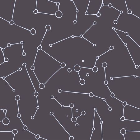 Seamless abstract vector pattern simple stars constellations on a night sky background. The design...