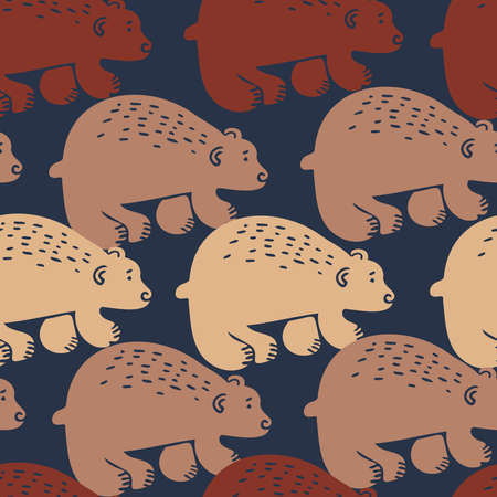 Vector seamless pattern design of abstract nordic bears silhouettes in lines