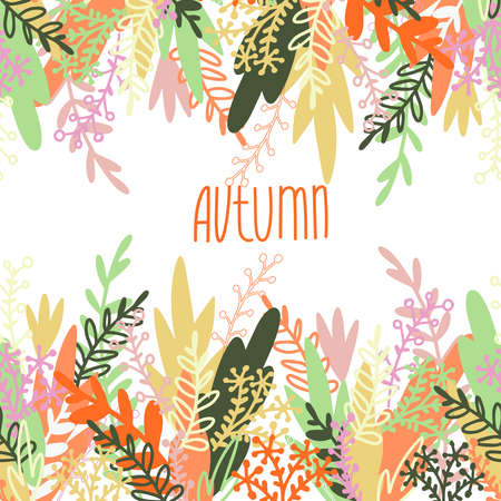 Vector seamless pattern colorful design of flower doodles in pastel autumn tonesのイラスト素材