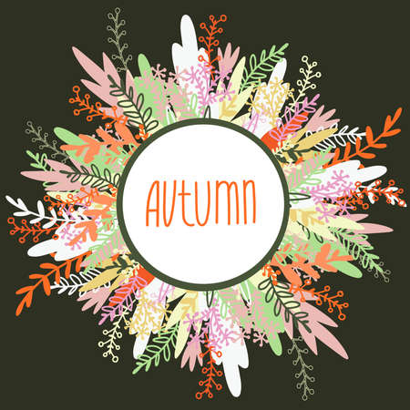 Vector isolated illustration of garland with autumn leaves in pastel tonesのイラスト素材