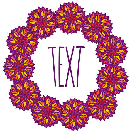 Vector cute isolated design botanical cute garland floral vignette with textのイラスト素材