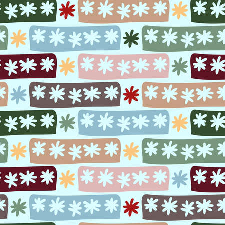 Vector seamless vintage decorative pattern of textile ornament with lines, starsのイラスト素材