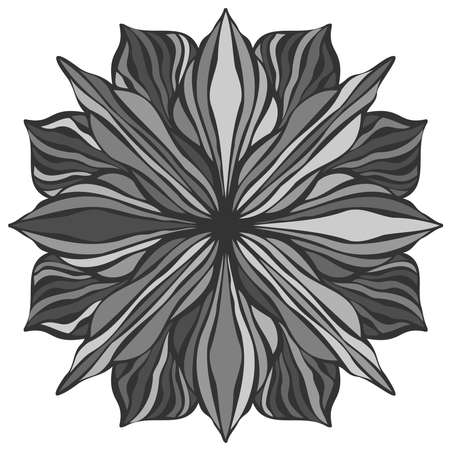 Modern isolated black and white illustration design ornament of lined flowerのイラスト素材