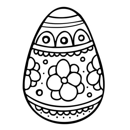Vector isolated illustration of lined silhouette of ornamental easter eggのイラスト素材