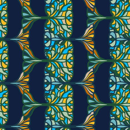 Vector seamless pattern colorful design of abstract ornamental flowers doodles