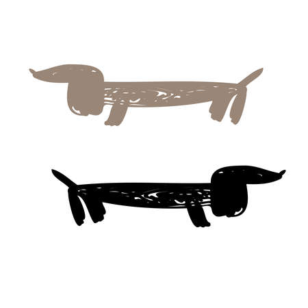 Colorful isolated vector illustration set of cute hand drawn sketched dogs on white backgroundのイラスト素材