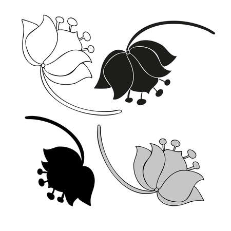 Modern isolated stylized design with abstract black and white flowerのイラスト素材