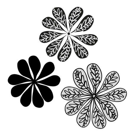Modern isolated stylized design with abstract black and white flowerのイラスト素材
