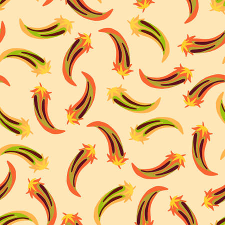 Seamless vector colorful pattern design illustration of cartoon hot pepper in red tonesのイラスト素材
