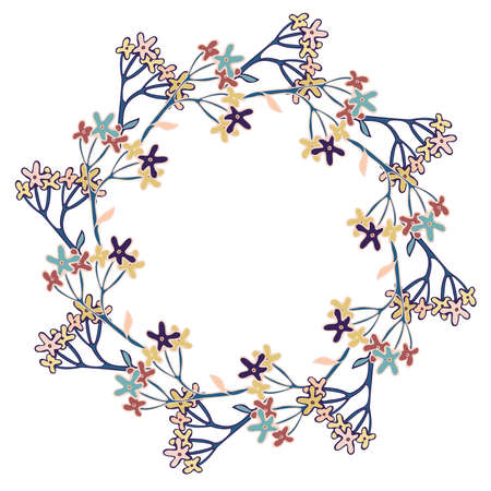 Vector isolated design botanical cute garland floral vignetteのイラスト素材