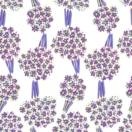 Vector seamless colorful design pattern botanical cute spring herbs and flowers in pastel pink tonesのイラスト素材