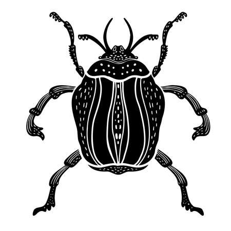 Isolated black and white design vector illustration of a lined bugのイラスト素材