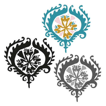 Modern isolated stylized design with abstract black and white flowerのイラスト素材