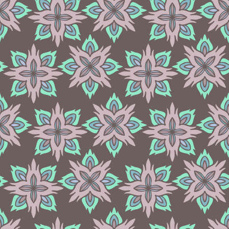 Modern seamless stylized design with abstract calligraphic lines in flower shape
