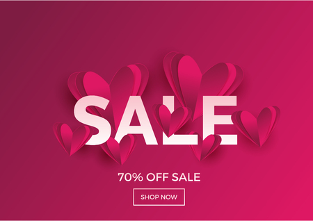 Sale background, banner, poster or flayer design. Happy Valentineâs Day design conceptのイラスト素材