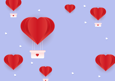 Illustration of love, valentine's day, happy women's, mother's day on pink background with heart flyingのイラスト素材