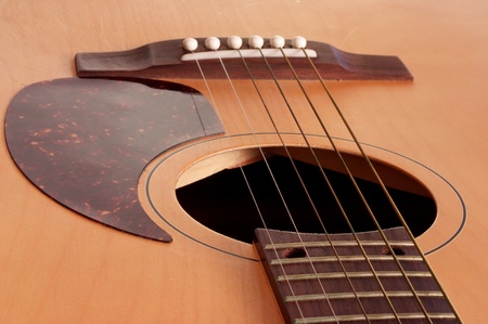 Acoustic guitar on white backgroundの写真素材