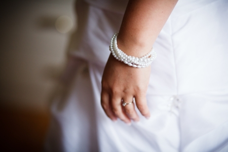 Bracelet on a bride getting ready for her weddingの写真素材