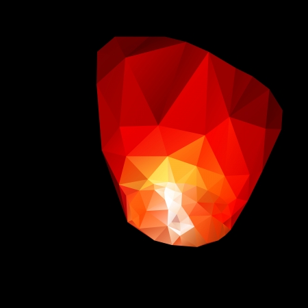 Polygonal red sky lanterns in the night sky.のイラスト素材