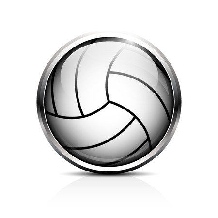 Icon volleyball. Glass shiny button volleyball ball. のイラスト素材