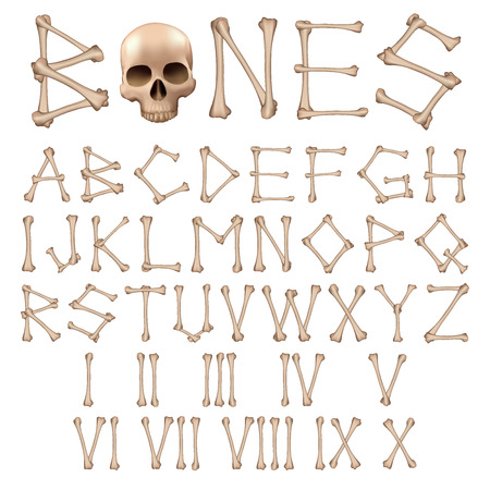 Bones Alphabet and numbers vectorのイラスト素材