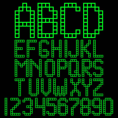 Alphabet blocks and numbers vector. Frame square alphabetのイラスト素材